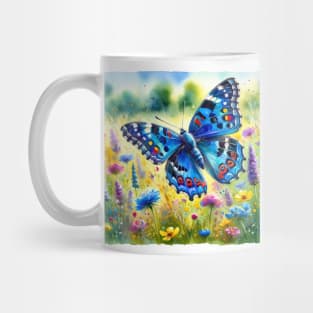 Pop Large Blue Butterfly - Watercolor Butterfly Mug